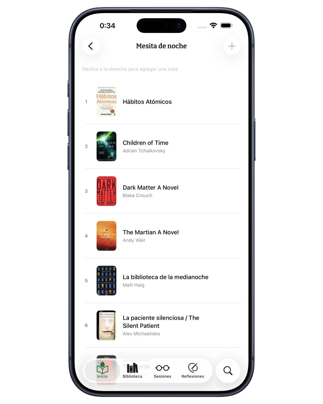 La Mesita de Noche de Kiveo con siete espacios para libros que estás leyendo